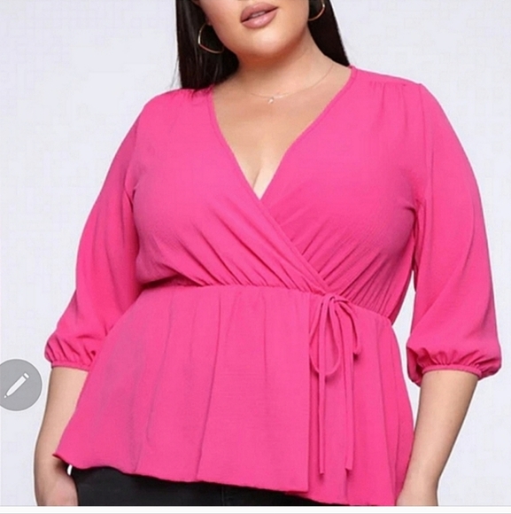 🍂🍁Fashion nova 2x barbie pink blouse - Picture 2 of 5